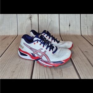 Asics USA Womens Size 6 Sneakers Gel Cumulus Red White Blue Lace Up